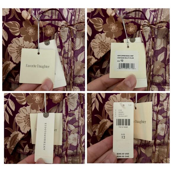 Anthropologie Favorite Daughter The Mirka Dress | Organic Cotton | 12 | NWT - Picture 7 of 16